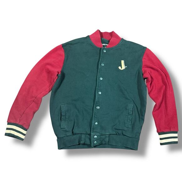 Jameson Whiskey Varsity Snap Button Jacket Cotton Green Red Maroon Men’s Small - Picture 1 of 8